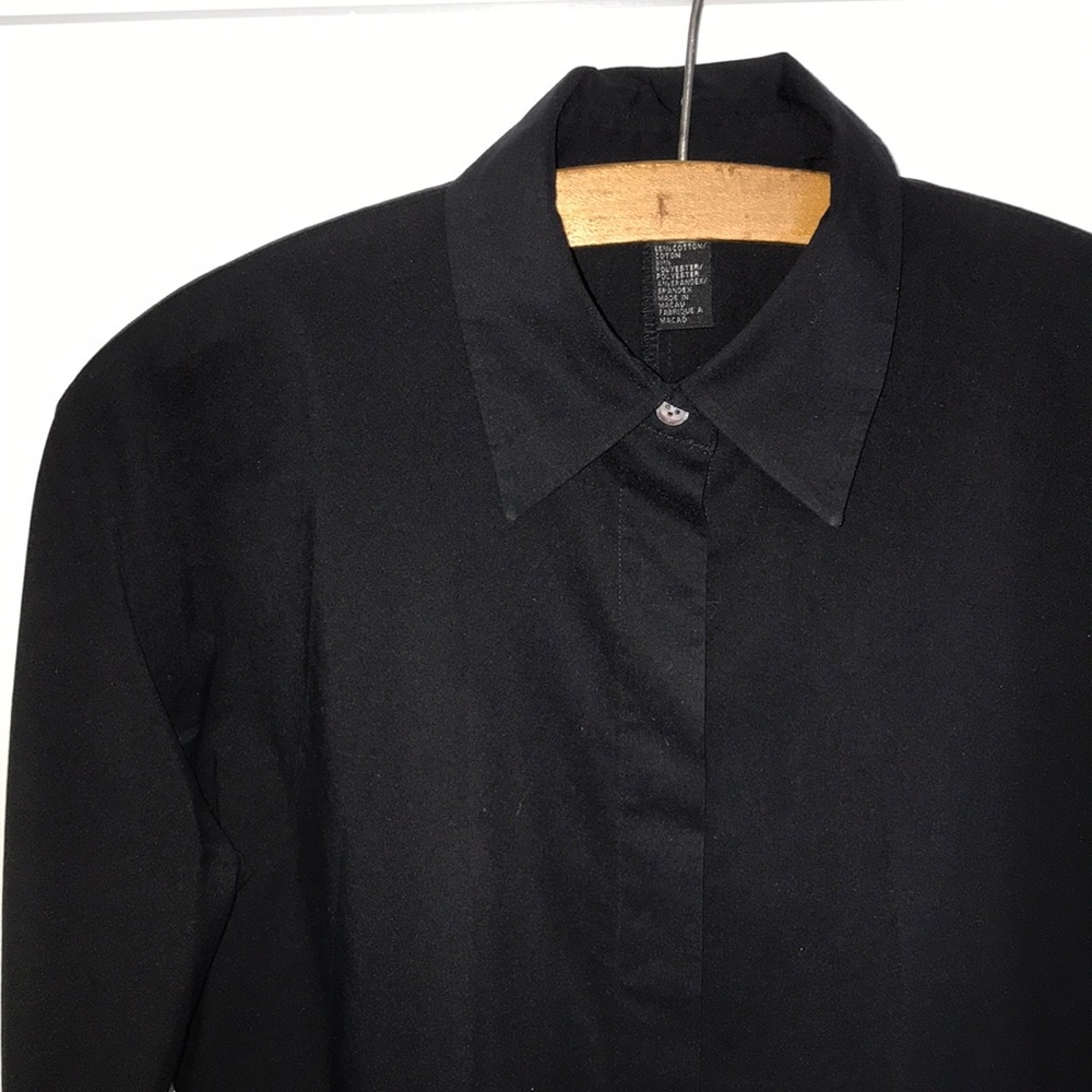 DKNY Essentials Black Cotton Blend Blouse